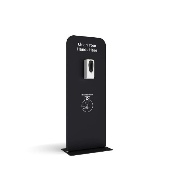 Banner stand with hand sanitizer