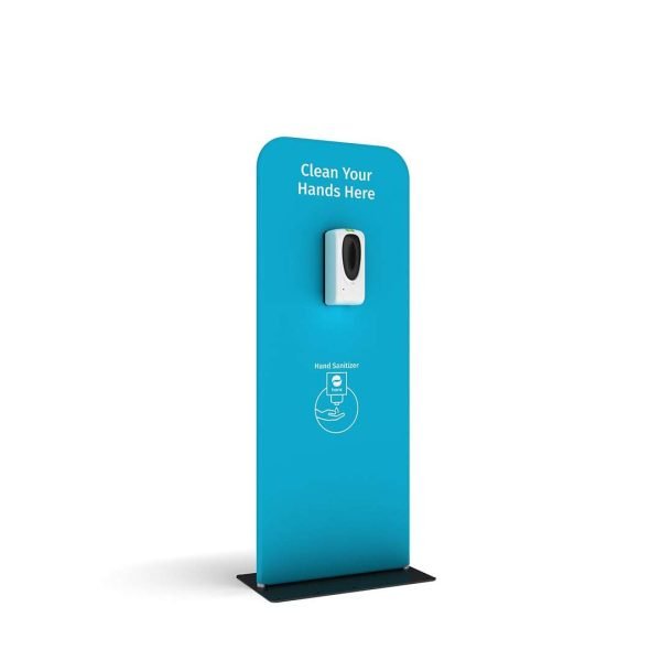 Banner stand with hand sanitizer