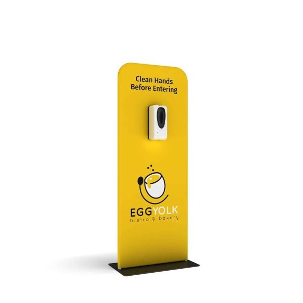 Banner stand with hand sanitizer