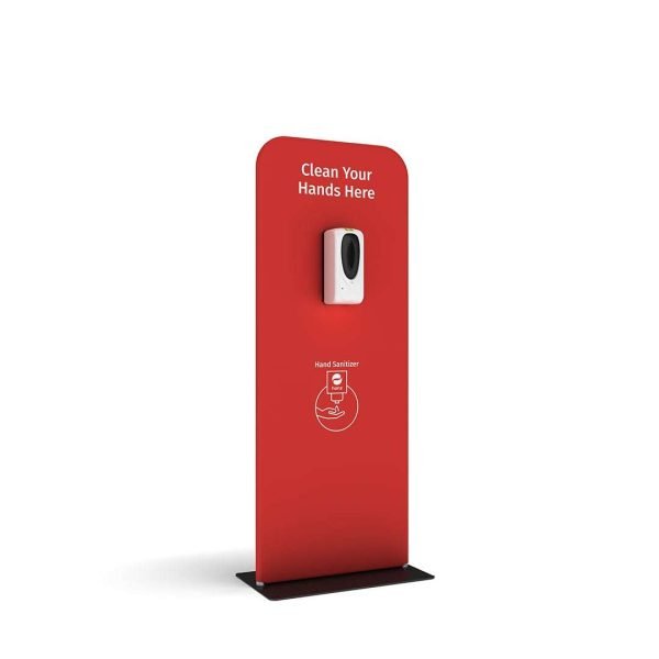 Banner stand with hand sanitizer