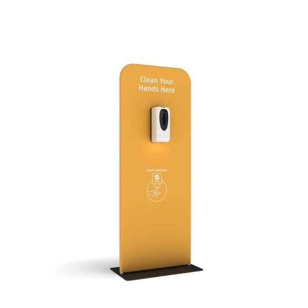 Banner stand with hand sanitizer